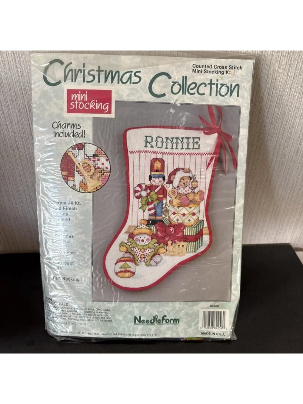 Christmas Stocking Kit Cross Stitch Holiday Pal Personalize 24k Charm Needleform